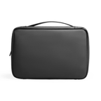 Compact black toiletry bag with handle for organized travel essentials