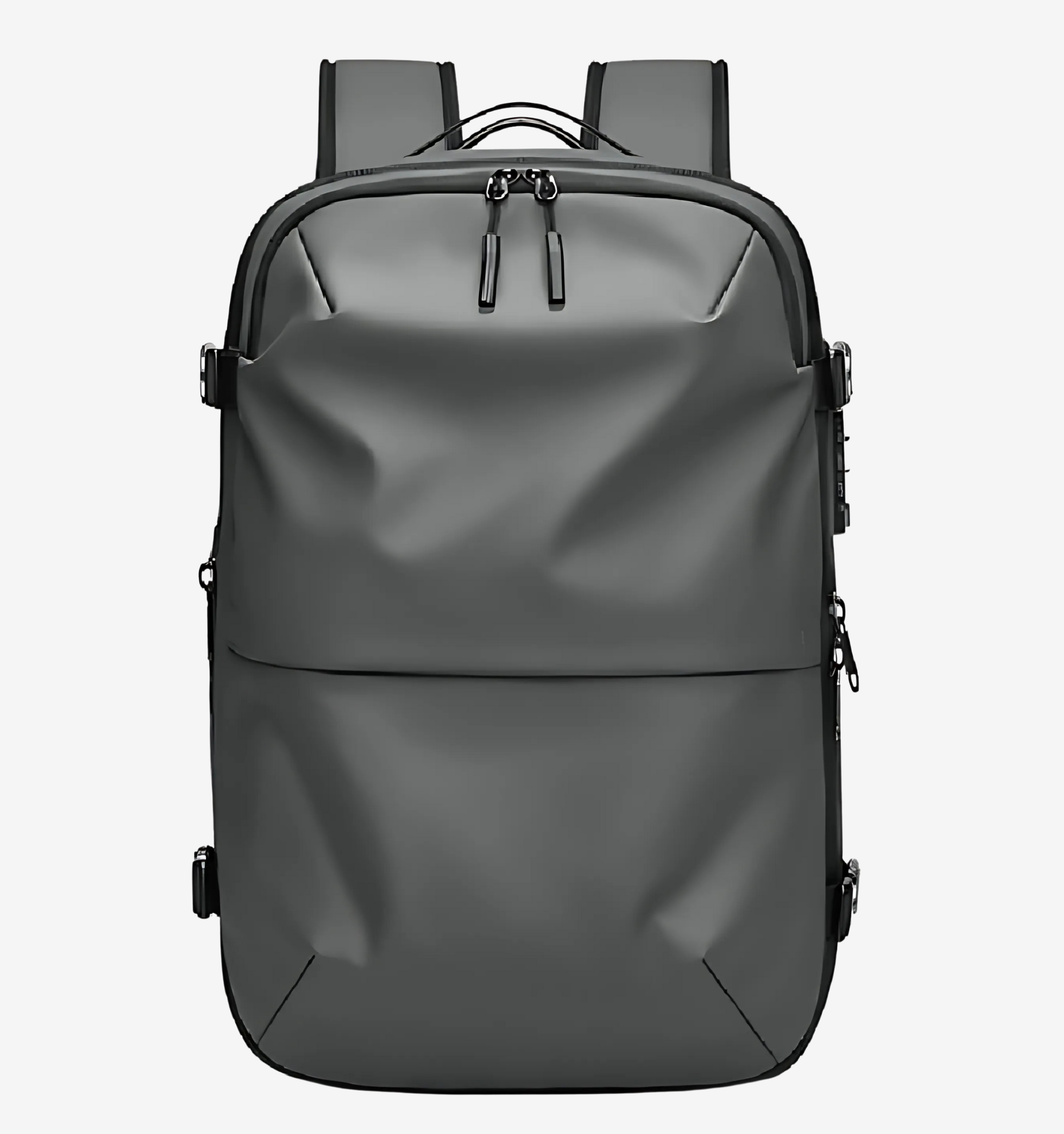 Astrava SE sleek black backpack with vacuum compression system and water-resistant design