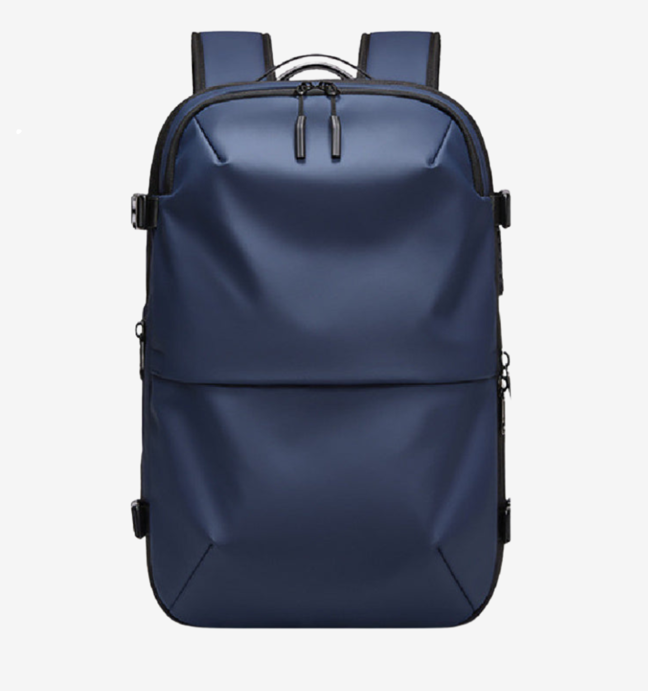 Astrava SE navy blue slim backpack with vacuum compression system and organized compartments