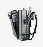 Astrava SE gray backpack with vacuum compression system, laptop compartment, and organized tech storage.