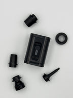 MINIVAC compact cordless vacuum pump with multiple black nozzle attachments for inflating and vacuum-sealing tasks.